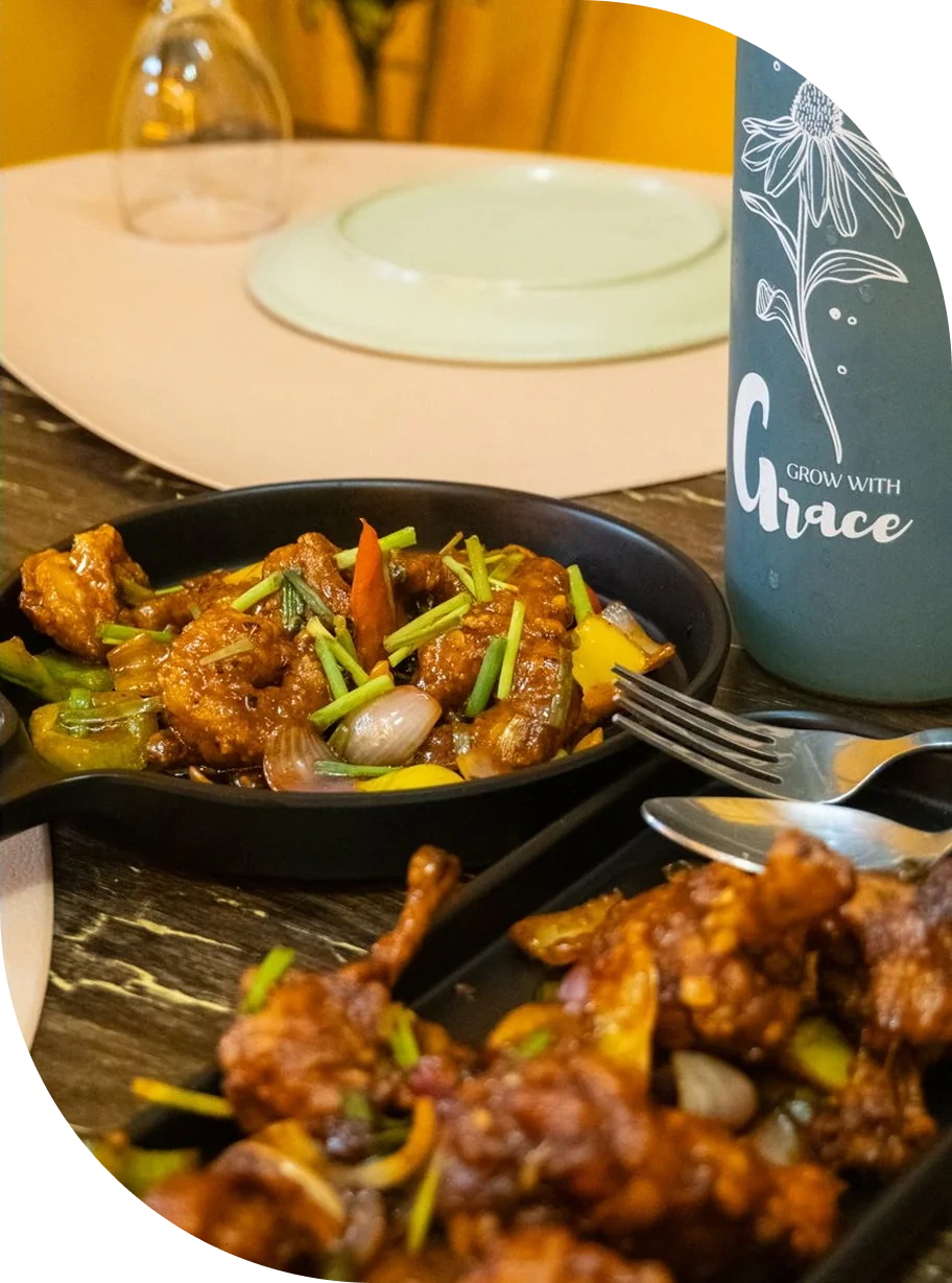 Table set with a main course