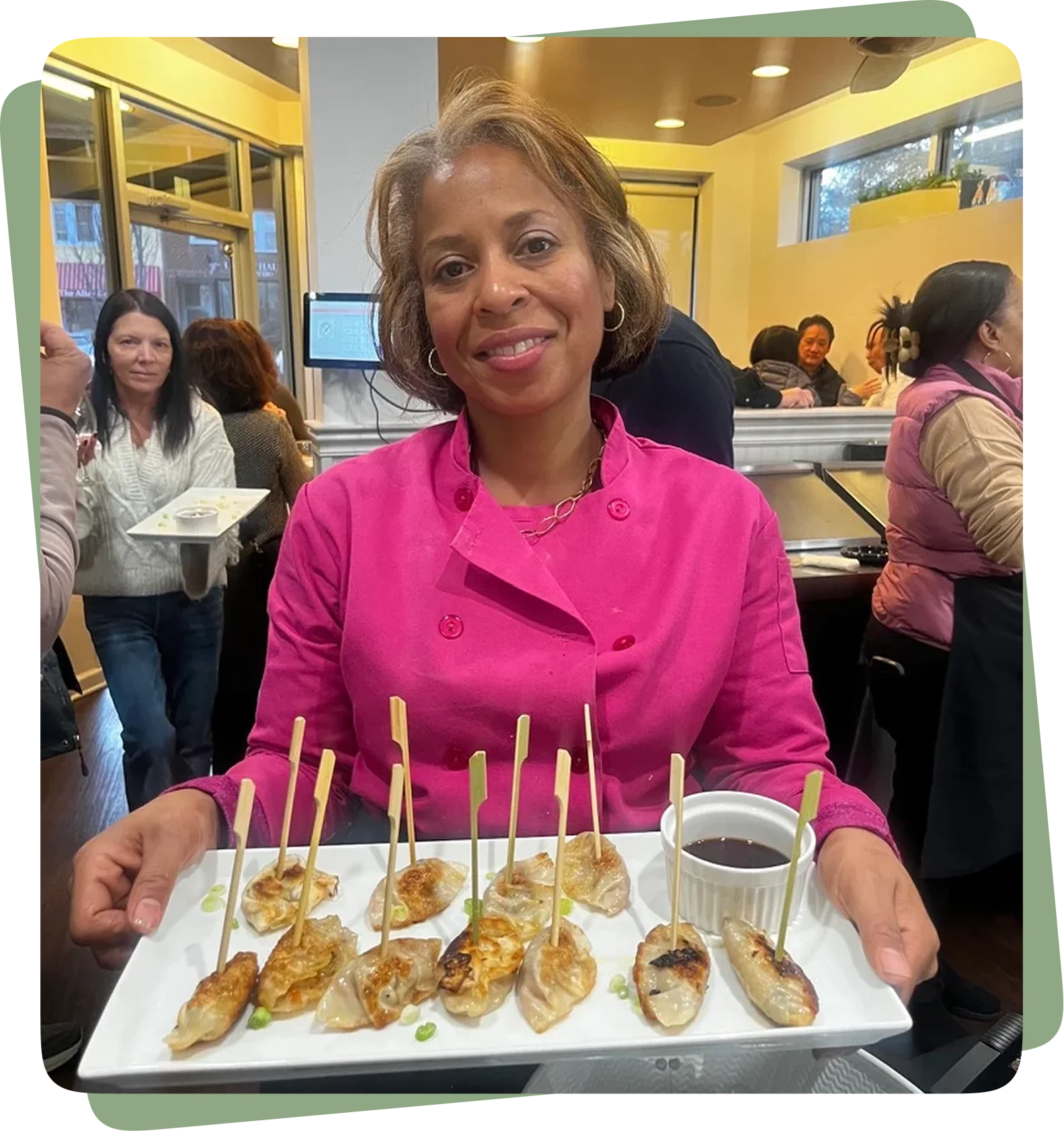 Koren Draper serving canapés at the café