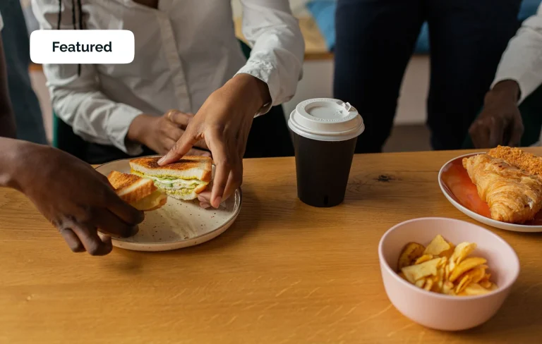 Office lunch on a table