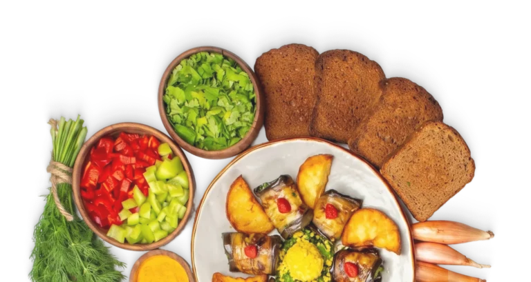 A sharing platter of dips, fried snacks and fresh vegetables