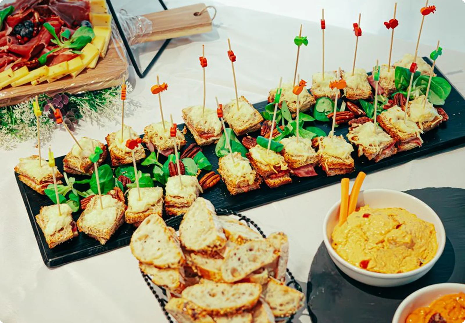 Catering platter of canapes and dips